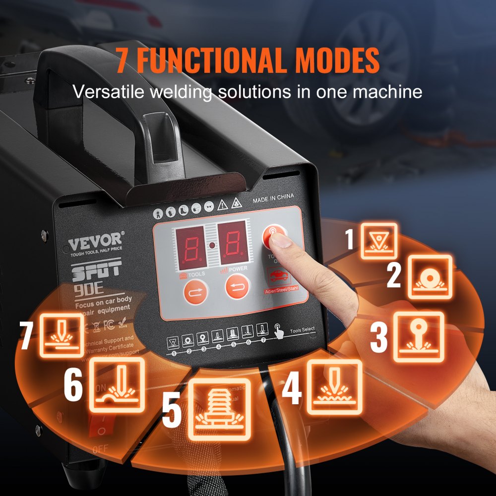 VEVOR Stud Welder Dent Repair Kit, 220V 3KW Spot Welder Dent Puller with Auto/Manual Welding & 7 Versatile Modes, Auto