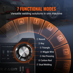 VEVOR Stud Welder Dent Repair Kit, 1.8KW Spot Welder Dent Puller with Auto/Manual Welding & 7 Versatile Modes, 110V