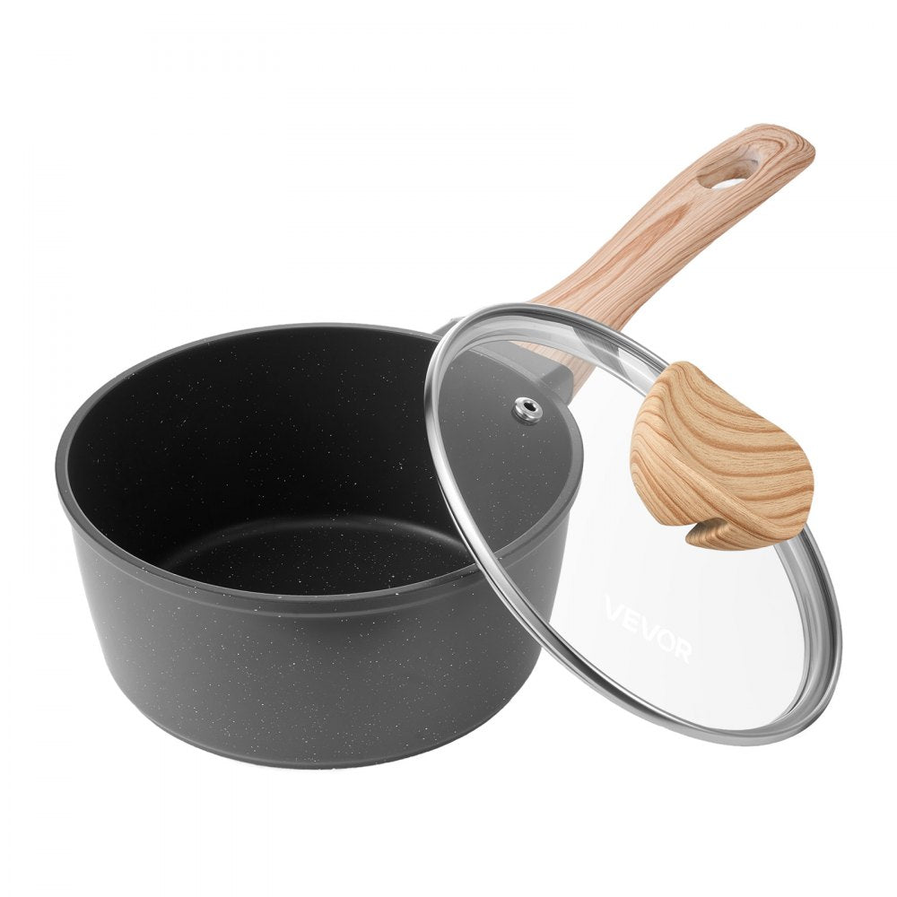 VEVOR 1.5 QT Saucepan, Nonstick Saucepan with Tempered Glass Lid, Multipurpose Cooking Sauce Pot with Detachable