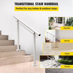VEVOR Outdoor Stair Railing Kit, 3 FT Handrails 2-3 Steps, Adjustable Angle White Aluminum Stair Hand Rail for The
