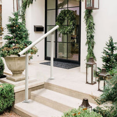 VEVOR Outdoor Stair Railing Kit, 3 FT Handrails 2-3 Steps, Adjustable Angle White Aluminum Stair Hand Rail for The