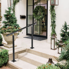 VEVOR Outdoor Stair Railing Kit, 4 FT Handrails 1-4 Steps, Adjustable Angle Black Aluminum Stair Hand Rail for The