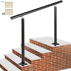 VEVOR Outdoor Stair Railing Kit, 4 FT Handrails 1-4 Steps, Adjustable Angle Black Aluminum Stair Hand Rail for The