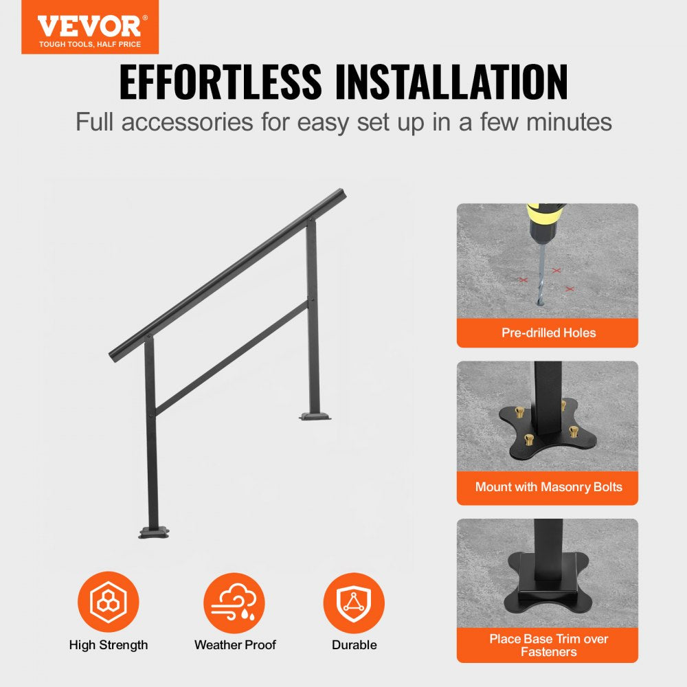 VEVOR Handrail Outdoor Stairs 47.6 X 35.2 Inch Outdoor Handrail Outdoor Stair Railing Adjustable from 0 to 30 Degrees