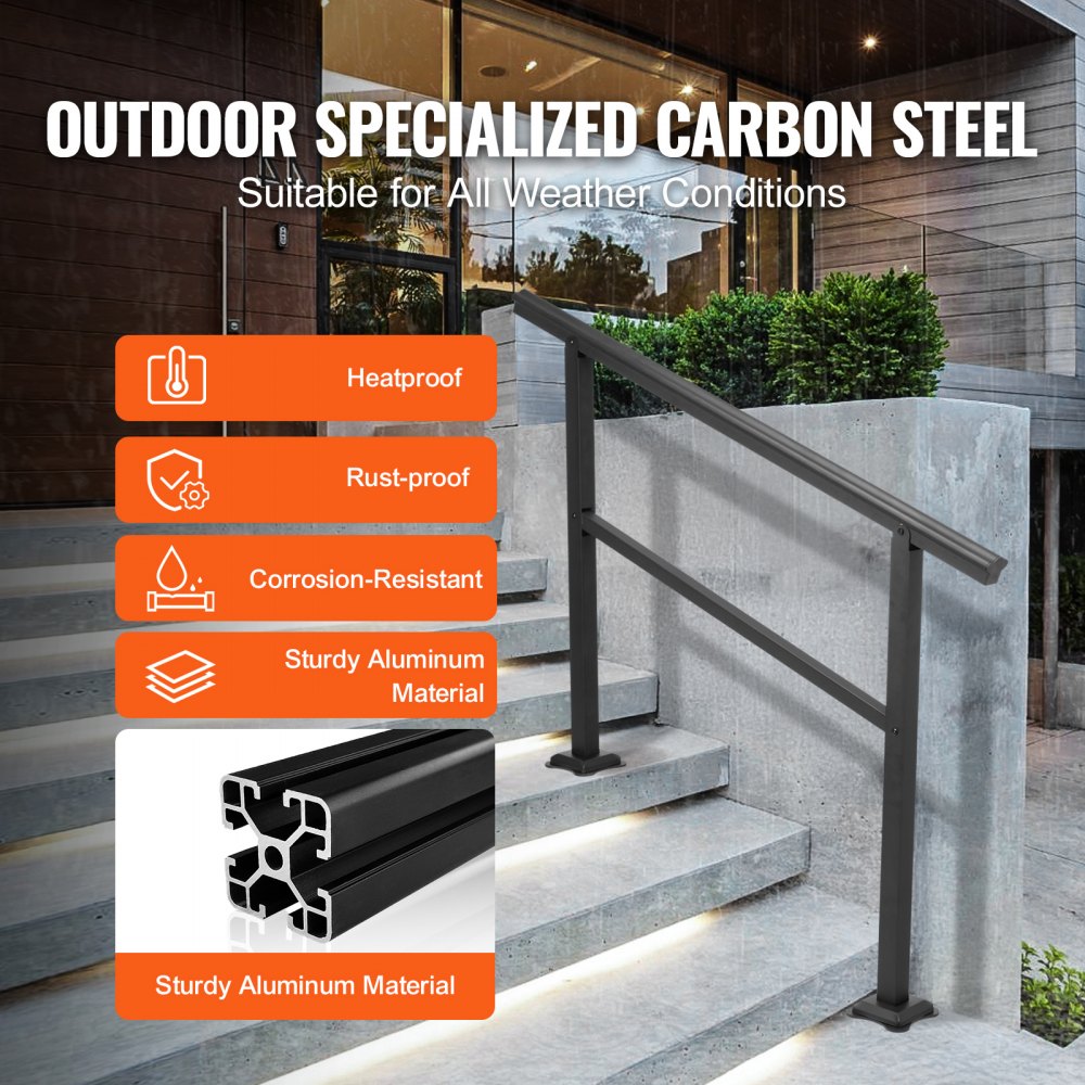 VEVOR Handrail Outdoor Stairs 47.6 X 35.2 Inch Outdoor Handrail Outdoor Stair Railing Adjustable from 0 to 30 Degrees