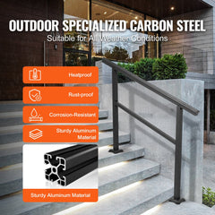 VEVOR Handrail Outdoor Stairs 47.6 X 35.2 Inch Outdoor Handrail Outdoor Stair Railing Adjustable from 0 to 30 Degrees