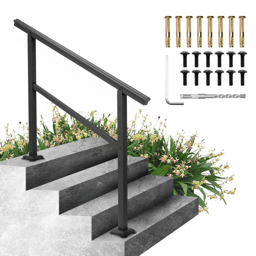 VEVOR Handrail Outdoor Stairs 47.6 X 35.2 Inch Outdoor Handrail Outdoor Stair Railing Adjustable from 0 to 30 Degrees