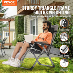VEVOR Zero Gravity Chair, 26 inch Zero Gravity Recliner Lounge Chair for Indoor and Outdoor, Adjustable Anti Gravity