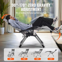 VEVOR Zero Gravity Chair, 26 inch Zero Gravity Recliner Lounge Chair for Indoor and Outdoor, Adjustable Anti Gravity