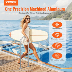 VEVOR Pool Handrail,36 x 13 inch Pool Railing, Aluminum with Base Plate for Indoor/Outdoor Pools, Humanized Swimming