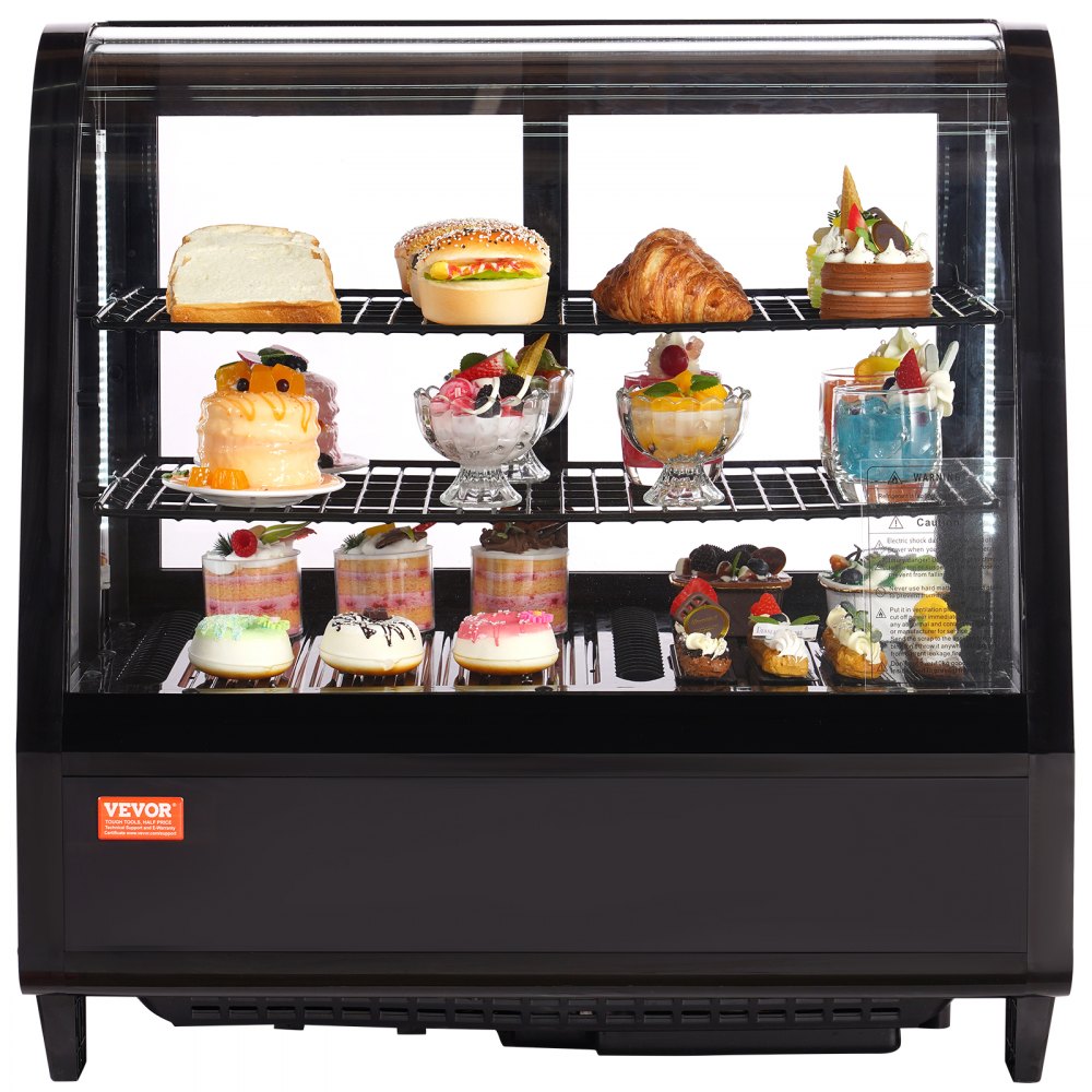 VEVOR Refrigerated Display Case, 3.5 Cu.Ft./100L, 2-Tier, Countertop Pastry Display Case Commercial Display