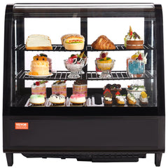 VEVOR Refrigerated Display Case, 3.5 Cu.Ft./100L, 2-Tier, Countertop Pastry Display Case Commercial Display