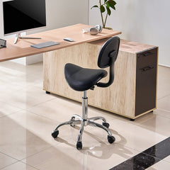VEVOR Saddle Stool with Back Support and Wheels, 450 LBS Weight Capacity Ergonomic Rolling Stool, Height Adjustable