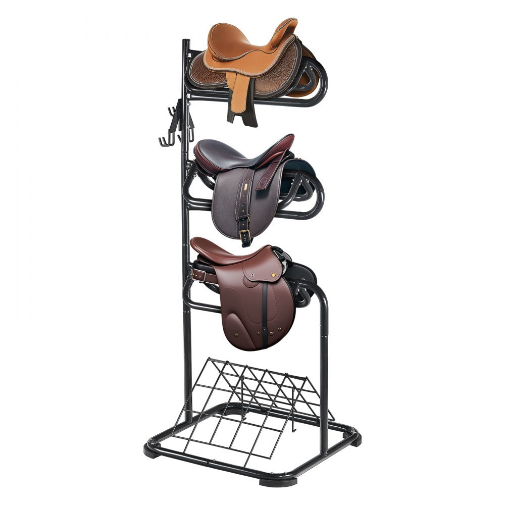 VEVOR Freestanding Saddle Stand, 30 x 30 x 68.5 in, 3 Tiers Saddle Rack, Heavy Duty Saddle Blanket Holder with