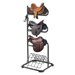 VEVOR Freestanding Saddle Stand, 30 x 30 x 68.5 in, 3 Tiers Saddle Rack, Heavy Duty Saddle Blanket Holder with