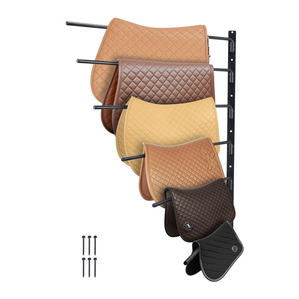 VEVOR Wall Mounted Saddle Rack, 30.9 x 29.9 x 5.5 in, Swing Out Saddle Holder, Six Tiers Horse Saddle Stand, Space