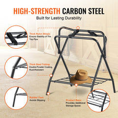 VEVOR Folding Saddle Rack, 28 x 19 x 37.5 in, Freestanding Horse Saddle Stand, Portable Horse Blanket Holder, Heavy
