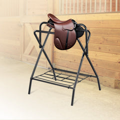 VEVOR Folding Saddle Rack, 28 x 19 x 37.5 in, Freestanding Horse Saddle Stand, Portable Horse Blanket Holder, Heavy