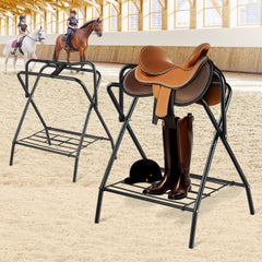 VEVOR Folding Saddle Rack, 28 x 19 x 37.5 in, 2 Packs Freestanding Horse Saddle Stand, Portable Horse Blanket Holder