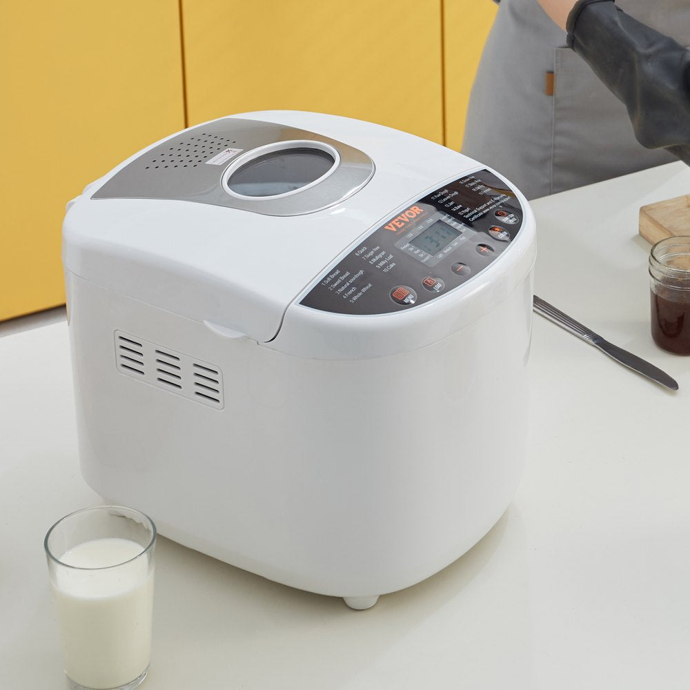 VEVOR Bread Maker, 19-in-1 2LB Dough Machine, Nonstick Ceramic Pan Automatic Breadmaker with Gluten Free Setting, Whole