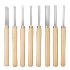 VEVOR Wood Lathe Turning Tool Set, 8PCS, Lathe Chisel Set with Carbon Steel Blade, 2 Skew, 1 Spear Point, 1 Parting, 1