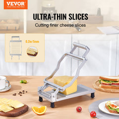VEVOR Cheese Cutter with Wire, 0.2" Ultra-Thin Cheeser Butter Cutting Blade, Detachable Cheese Slicer Wire, Aluminum