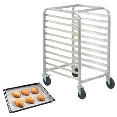 VEVOR Bun Pan Rack, 10-Tier Commercial Bakery Racks with Brake Wheels, Aluminum Racking Trolley Storage for Half & Full