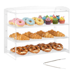 VEVOR Bakery Display Case, 3-Tier Commercial Countertop Pastry Display Case, Clear Acrylic Bread Box for Kitchen, Party