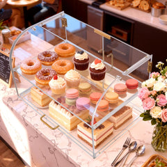 VEVOR Bakery Display Case, 2-Tier Commercial Countertop Pastry Display Case, Clear Acrylic Bread Box for Kitchen, Party