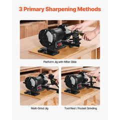 VEVOR Pro Grind Sharpening System, Multi-Grind Sharpening Jig for 6" & 8" Bench Grinder - with Platform Jig, Tool Rest