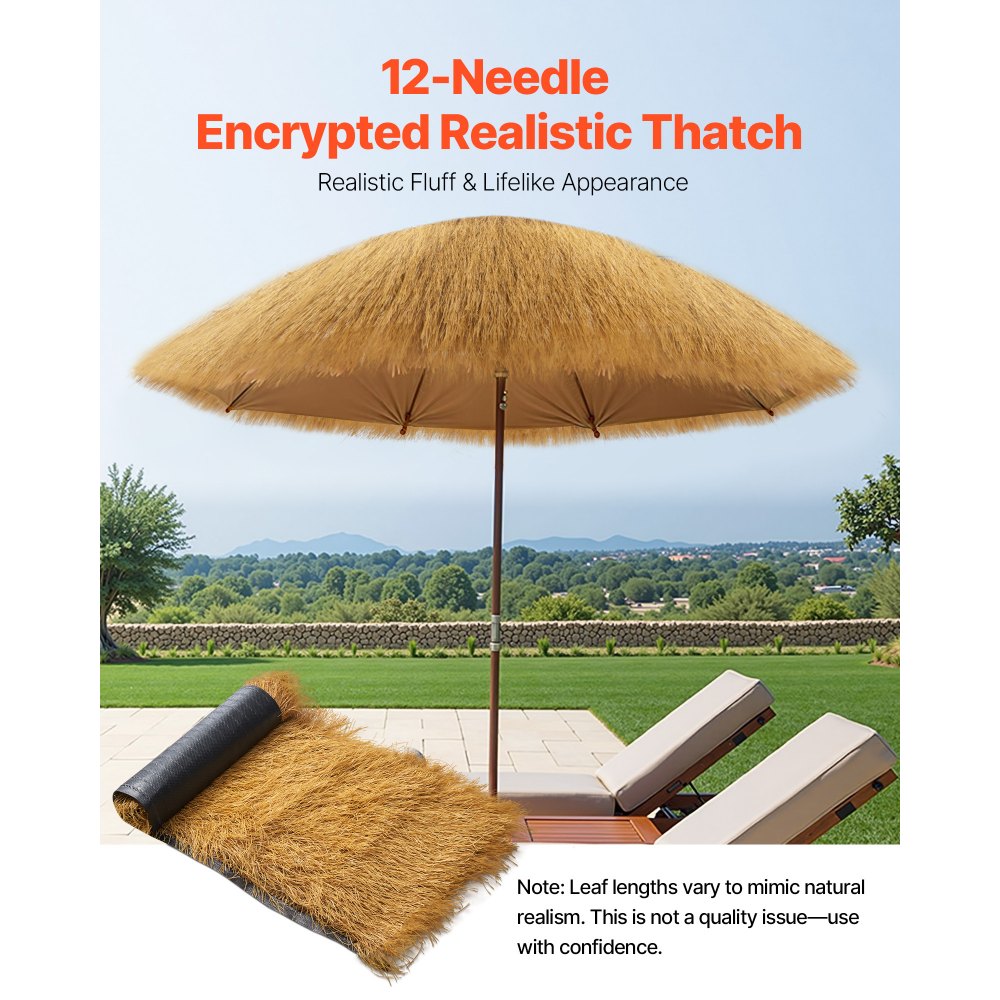 VEVOR Artificial Thatch Grass Roof, 1.3 x 3.9 ft Tiki Bar Hut Thatch Roofing Roll, Waterproof & Fire-Resistant, Palapa