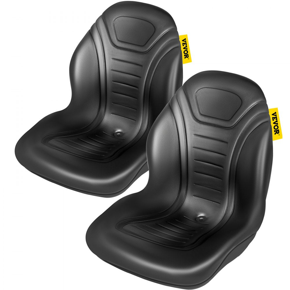 VEVOR Universal Tractor Seat Replacement 2 Pack, Compact High Back Mower Seat Pair, Black Vinyl Forklift Seat, Central