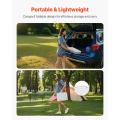VEVOR Folding Camping Table, Adjustable Height Portable Side Tables, Aluminum MDF Beach Table with Mesh Layer, Carrying