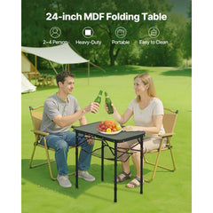 VEVOR Folding Camping Table, Adjustable Height Portable Side Tables, Aluminum MDF Beach Table with Mesh Layer, Carrying