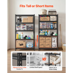VEVOR Storage Shelves, 5-Tier Adjustable, 2000 lbs Capacity, Heavy Duty Garage Storage Shelving Unit, Metal Utility