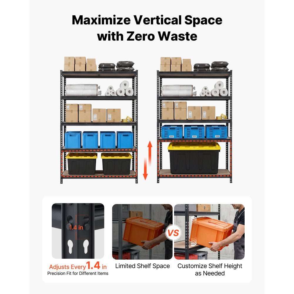 VEVOR Storage Shelves, 5-Tier Adjustable, 3000 lbs Capacity, Heavy Duty Garage Storage Shelving Unit, Metal Utility