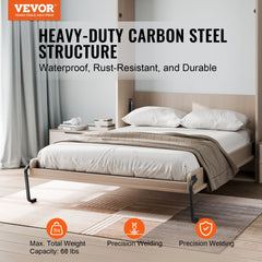 VEVOR Murphy Bed Kit, Queen Size, Vertical Deluxe DIY Wall Bed Mechanical Hardware Kit, Pneumatic Lever Heavy Duty Bed