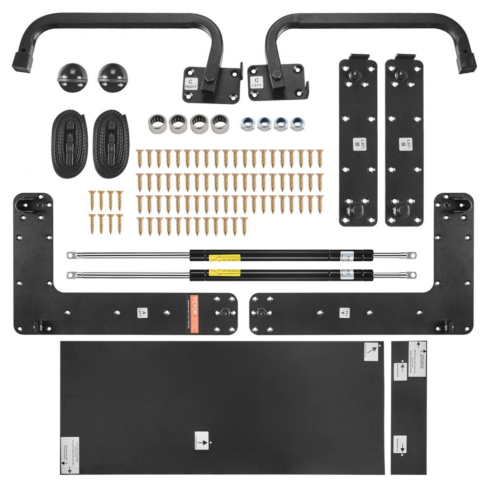VEVOR Murphy Bed Kit, Queen Size, Vertical Deluxe DIY Wall Bed Mechanical Hardware Kit, Pneumatic Lever Heavy Duty Bed