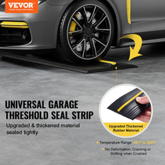 VEVOR Garage Door Threshold Seal Strip, 12 FT Universal Garage Door Floor Seal Strip with Adhesive, Garage Door Bottom