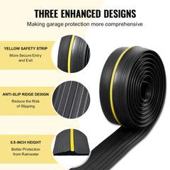VEVOR Garage Door Threshold Seal Strip, 12 FT Universal Garage Door Floor Seal Strip with Adhesive, Garage Door Bottom