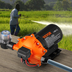 VEVOR Water Diaphragm Pump, 12V DC, 5.5 GPM Flow, 70 PSI Rated Pressure (40-100 PSI Adjustable), 1/2" MNPT Self Priming