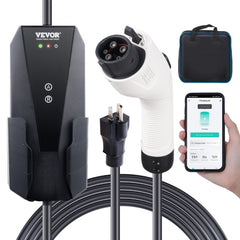 VEVOR Level 1+2 Portable EV Charger, 16 Amp 120V or 240V, Electric Vehicle Charger with 28-Foot Charging Cable NEMA