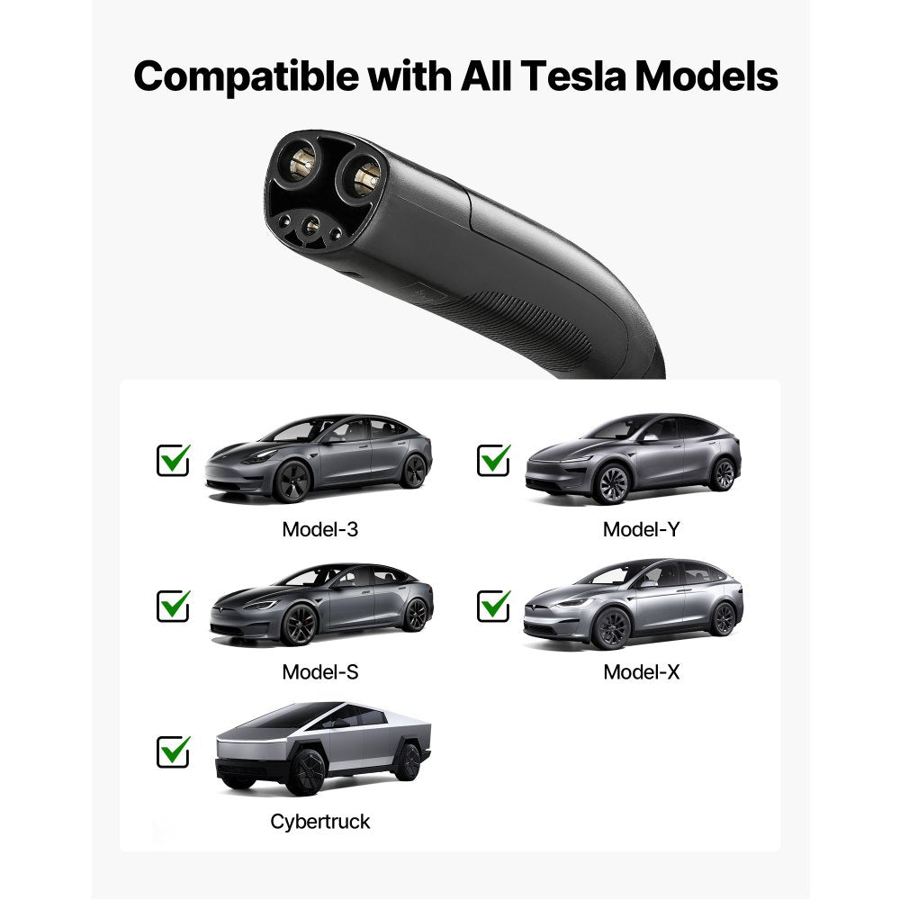 VEVOR Level 2 Tesla Charger, 32 Amp Adjustable Current, 240V Portable Home Electric Car EV Charger with 25 ft Charging