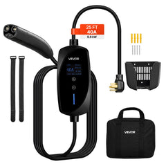 VEVOR Level 2 Tesla Charger, 40 Amp Adjustable Current, 240V Portable Home Electric Car EV Charger with 25 ft Charging