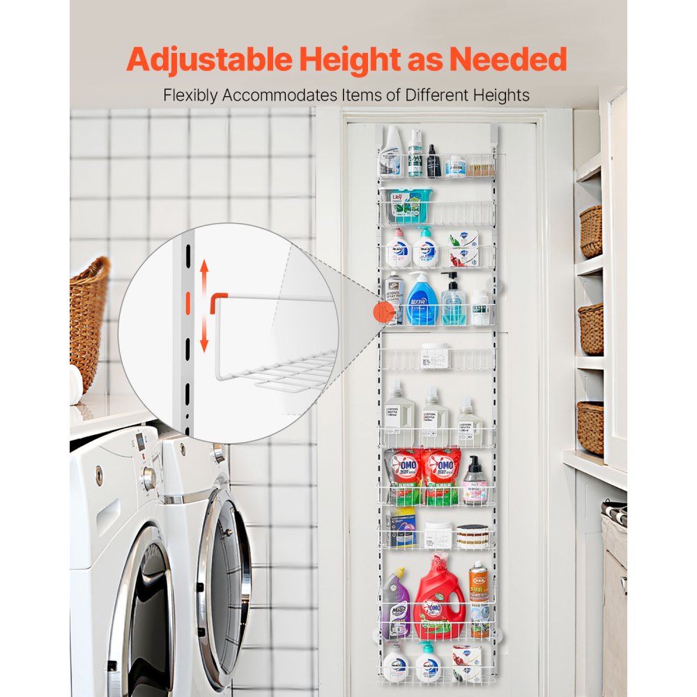 VEVOR Over the Door Pantry Organizer, 10-Tier Pantry Organization and Storage, Heavy-Duty Steel Hanging Spice Rack