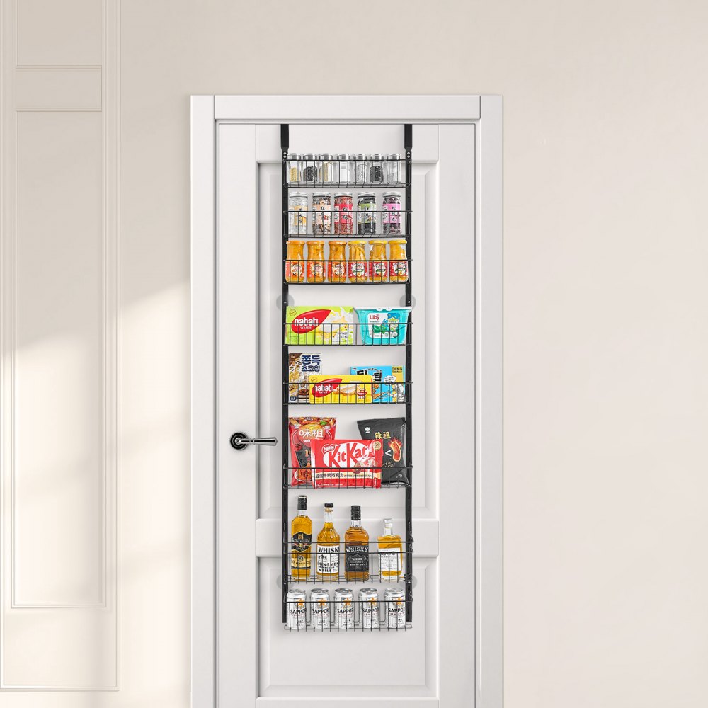 VEVOR Over the Door Pantry Organizer, 8-Tier Pantry Organization and Storage, Heavy-Duty Steel Hanging Spice Rack