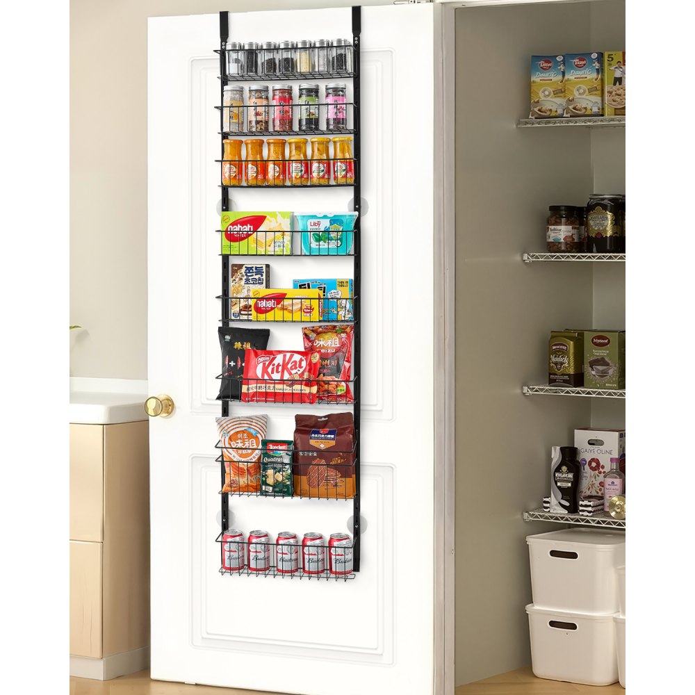 VEVOR Over the Door Pantry Organizer, 8-Tier Pantry Organization and Storage, Heavy-Duty Steel Hanging Spice Rack