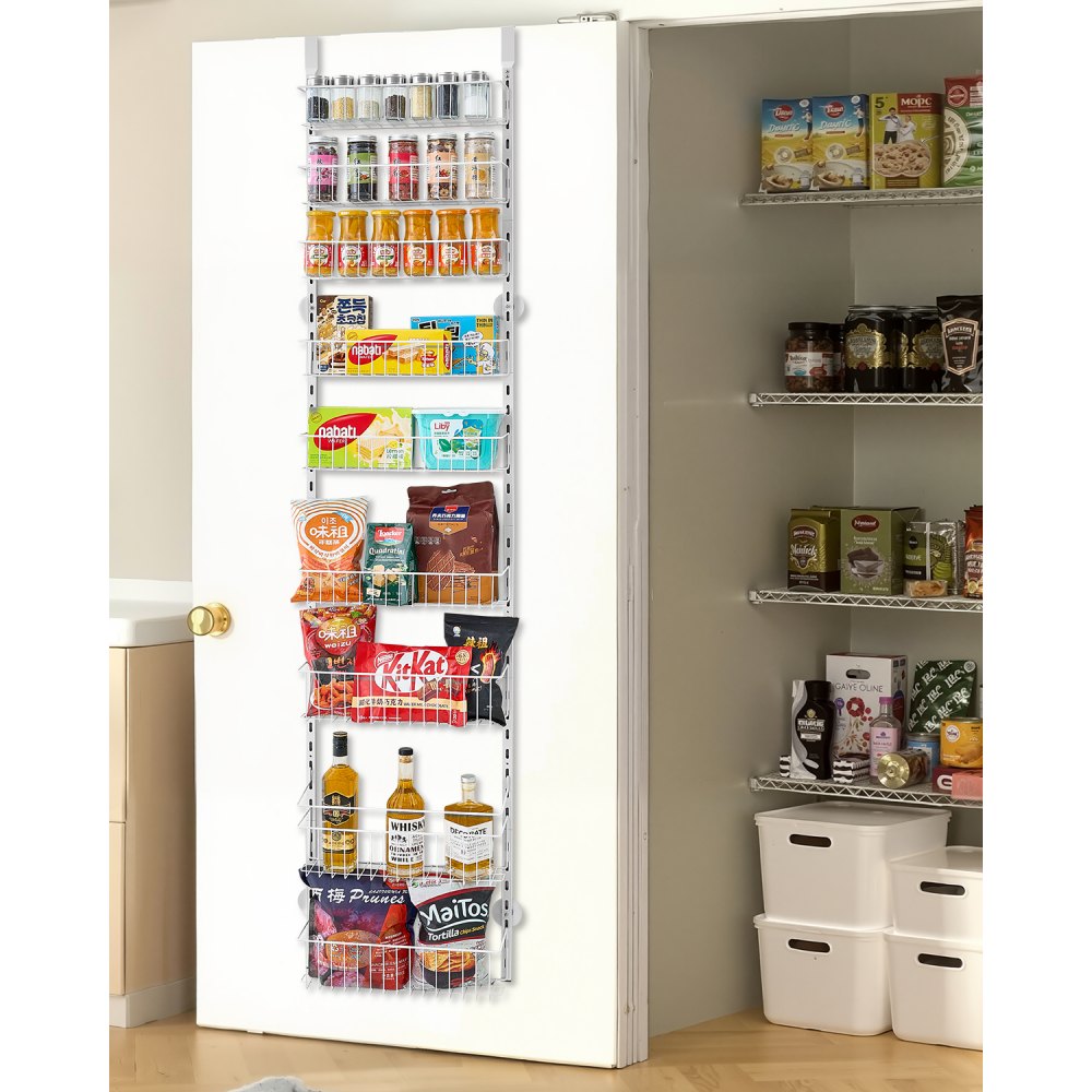 VEVOR Over the Door Pantry Organizer, 9-Tier Pantry Organization and Storage, Heavy-Duty Steel Hanging Spice Rack