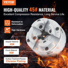 VEVOR KP2-3/4 Lathe Chuck, 4-Jaw 2.75" Diameter, Metal Lathe Chuck Turning Machine Accessories, Self-centering Tool