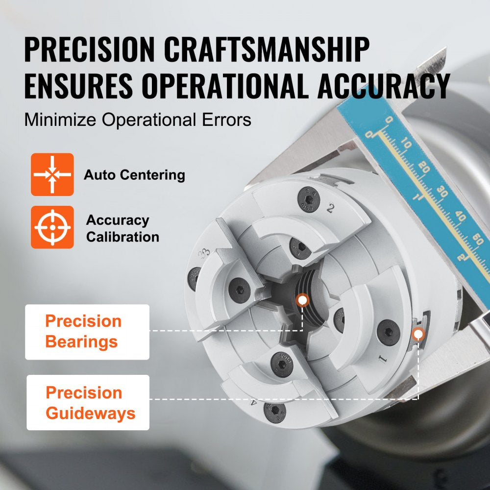 VEVOR KP2-3/4 Lathe Chuck, 4-Jaw 2.75" Diameter, Metal Lathe Chuck Turning Machine Accessories, Self-centering Tool